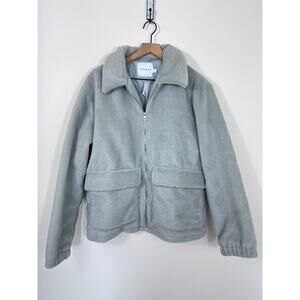 Topman Men’s Gray Sherpa Fleece Zip Jacket NWT Size M